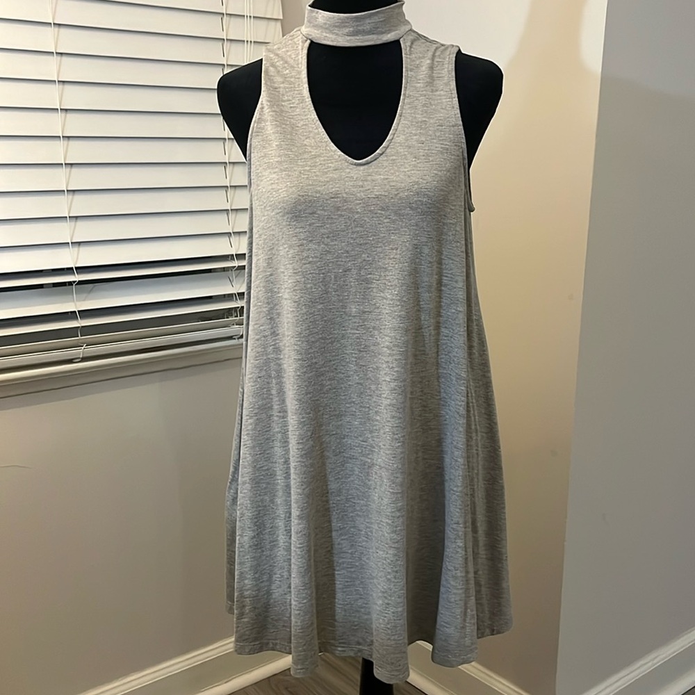 Grey flowy halter dress